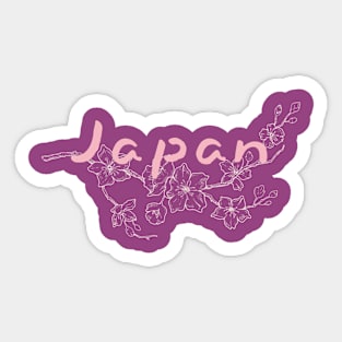 Japan and Sakura Flowers Sticker